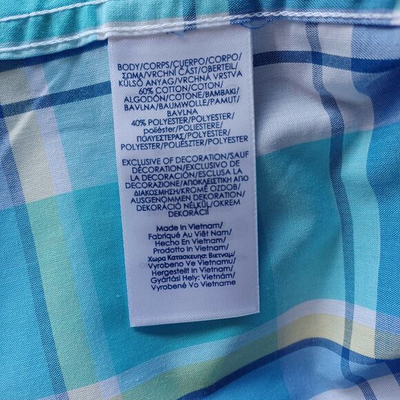 Chaps Men's Size XL Blue Plaid Short Sleeve Button Down Easy Care Shirt NWT - Picture 7 of 12
